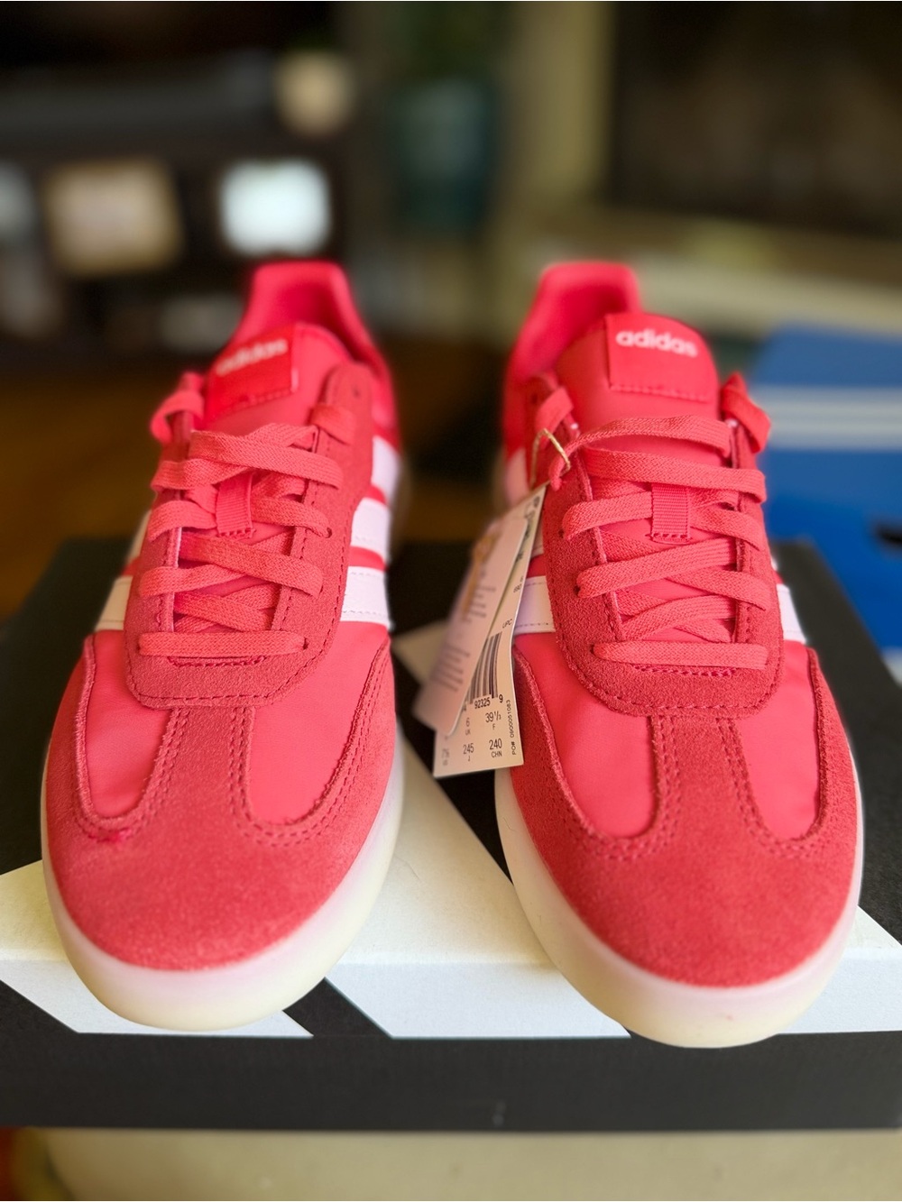 NIB adidas Barreda Red and Pale Pink Sneakers - Picture 2 of 5